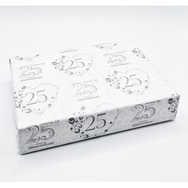 2 Sheets 25th Wedding Anniversary Wrapping Paper Elegant Floral Design Silver Wedding Anniversary Giftwrap (PA)