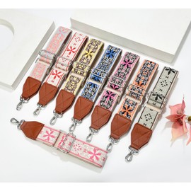 LEMEDE Purse Strap,2" Leather End Shoulder Strap Adjustable Replacement,Retro Jacquard Multi-pattern Crossbody Bag Straps