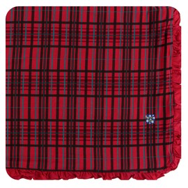 KicKee Pants Little Girls Holiday Ruffle Toddler Blanket - Christmas Plaid, One Size