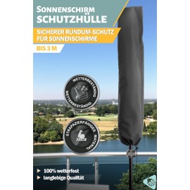 Menz Parasol Protective Cover – Weatherproof Protective Cover for Umbrella, Parasol Cover Diameter 3 m / 2.5 x 1.5 m, Robust Umbrella Cover with Pole, Zip, Polyester Umbrella Cover, Anthracite