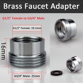 Brass Faucet Aerator Adapter for Washing Machine Dishwasher Thread Pipe Fitting Connector with Tap Aerator Adapter (G1/2 Female x G3/4 Male)