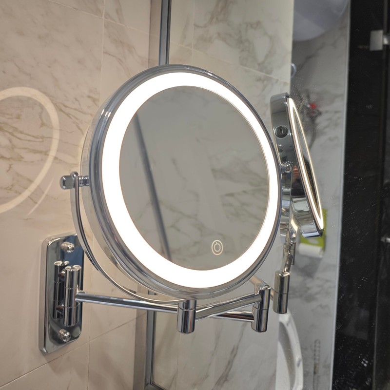 JANEEVA 8" Wall Mounted Lighted Makeup Mirror,Rechargeable Double Sided 1X/10X