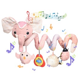 Coriver Pram Toy, Activity Spiral Toy, Hanging on Baby Seat, Cot, Baby Seat Toy, Cot Spiral Toy, Hanging Toy for Newborns 0+ Months (2nd Pink)