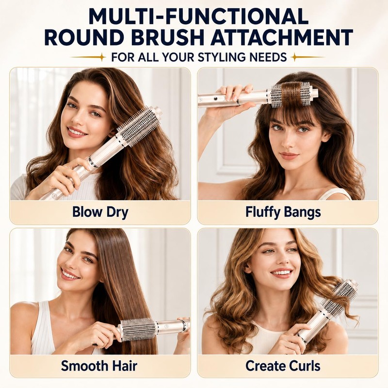 Upgraded Round Volumizing Brush Attachment for Shark FlexStyle, Round Brush