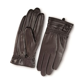 YISEVEN Men's Touchscreen Warm Fleece Fur Lined Sheepskin Leather Gloves Skin Tight with Button Genuine Luxury Heated Work Winter for Dress Driving Motorcycle, Brown 10.0"/XL