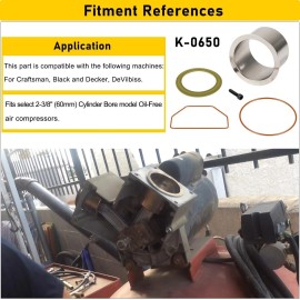Unbranded Air Compressor Cylinder Sleeve & Ring Kit Replaces Craftsman K-0650