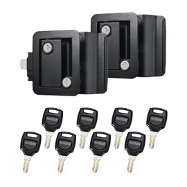 Naissian RV Camper Door Lock Latch Deadbolt Lock Entry Side Door Lock with Handle for Travel Trailer 5th Wheel Universal Security RV Compartment Side Door Latch, Black, Pack of 2 Lock+ 8 Keys Alike