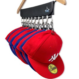 PackHat The Original USA XL Cap Organizer Hanger, 9 Baseball Cap Holder, Hat Organizer for Closet - 9 XL Rubberized Stainless Steel Clips - Change Your Clothing Hanger to a Hat Hanger Hat Rack
