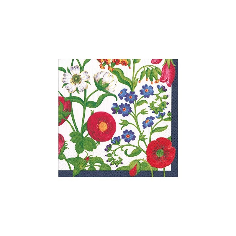 Caspari Cloisters Garden Flowers The Met Papierservietten, quadratisch, 33 cm,