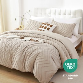 YIRDDEO Taupe King Size Comforter Set 3Pcs, Boho King Comforter Set Farmhouse King Size Bedding Set, Vertical Tufted King Bed Set, Lightweight Neutral King Bedroom Set (1 Comforter 2 Pillowcase)