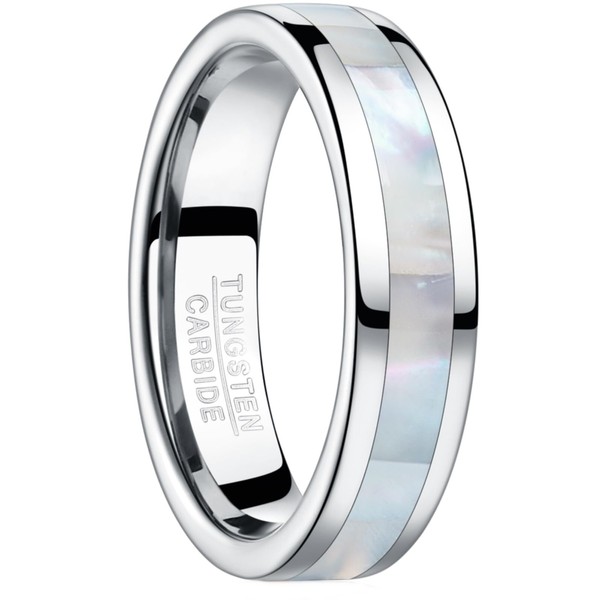 Vakki Promise Ring for Him Her 4mm Mother of Pearl