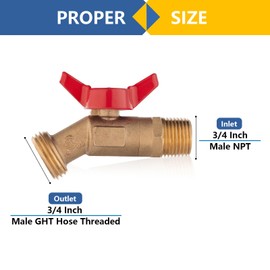 GUOFIS Outdoor Garden Spigot,1/4 Turn Sillcock Hose Bibb Faucet/Valve,3/4" Male NPT Inlet x 3/4" Male GHT Threaded Garden Hose Outlet/Connector(2Pack,Red)