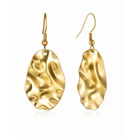 Gold Earrings for Women Stainless Steels 18K Gold Plated Dangle Drop Earrings Hypoallergenic Jewellery Gifts for Women Girls Birthday Christmas(Oval)