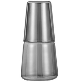 Sizikato 26 Oz Gray Borosilicate Glass Bedside Night Water Carafe with Tumbler Glass.