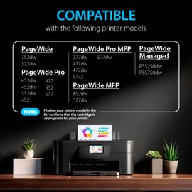 Smart Ink Compatible Ink Cartridge Replacement for HP 972A 972 A (Set of 2 Black, Combo Pack) to use with HP PageWide Pro 477dw 577dw 452dw 477dn 452dn 577z 552dw 377dw P55250dw Printer
