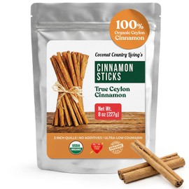 Palitos de canela de Ceylon auténticos orgánicos para uso culinario y medicinal, recetas y artesanías de libros electrónicos complementarios, gran sabor gourmet, recién cosechado y empaquetado en Sri Lanka 236.58ml (8oz)