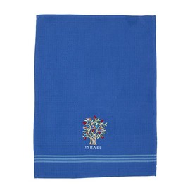 EMANUEL Yair Hand Washing Towel Embroidered Tree of Life - Soft Absorbent Cotton - Netilat Yadayim Cotton Dish Towel 23.5" x 13.5" - Judaica Gift (Blue TMB-1B)
