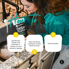 ELEMENT Dish Powder | Grease-Fighting Dish Soap | No Harsh Chemicals, Liquidless, Plastic-Free | Plant-Based Pouch (10 OZ Pouch, Citrus + Vanilla)