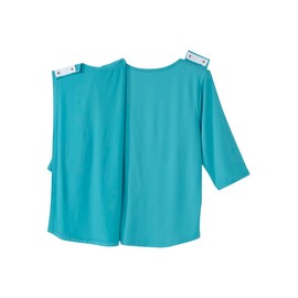 Silverts Women's Open Back Vneck Embellished Top - Adaptive Clothes for Elderly Seniors - Wheelchair Surgery Recovery Shirt - Bedridden Patient Comfort Post Surgical Clothing - Turquoise 2XL