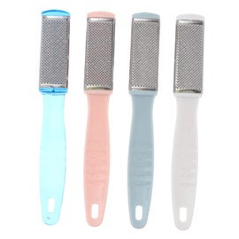 Healeved 4pcs Double-sided Pedicure File Stainless Steel Foot Scrubber for Callus and Dead Skin Removal Foot Care Tool for Home Use Random Colors