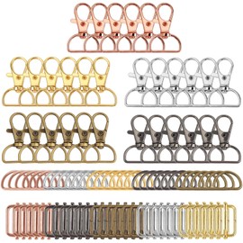 Metal Swivel Snaps Hooks, Keychain Bulk with Key Chain Swivel Hook D Rings and Slide Buckles for Key Lanyard Purse Bag Straps Dog Collars DIY Sewing Hardware(1 Inch)