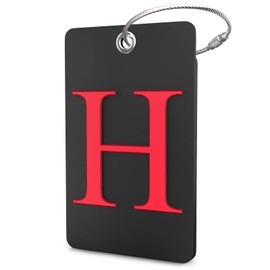 Shacke Luggage Tag Initial - Fully Bendable Tag w/Stainless Steel Loop - Black (Letter H)