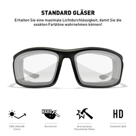 Wiley X WX Grid Men's Sunglasses Polarised Sports Glasses Ideal for Outdoor Activities Sports Cycling Glasses Water Sports 100% UVA/UVB Protection, Clear lenses, matte black frame