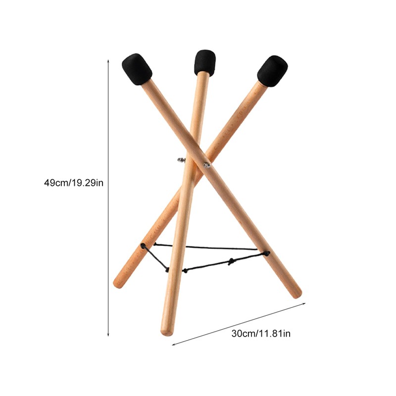 MJFUNTXY Handpan Stand Tongue Drum Bracket, Solid Wood Adjustable Tripod