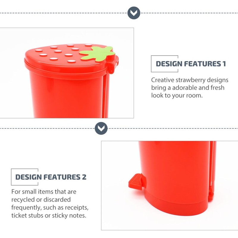 PRETYZOOM Mini Trash Can, Cute Strawberry Trash Can Desktop Rubbish