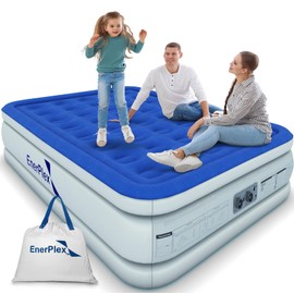 EnerPlex King Air Mattress with Built-in Pump - 18 Inch Double Height Inflatable Mattress for Camping, Home & Portable Travel - Durable Blow Up Bed with Dual Pump - Easy to Inflate/Quick Set Up﻿