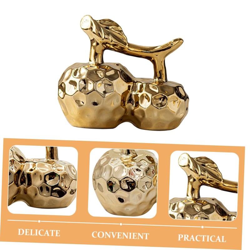GLEAVI Ceramic Cherry Figurine Large Decorative Fruit Sculpture for Home