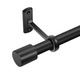 Curtain Rods for Windows 32 to 72 Inches, Adjustable 1 Inch Black Curtain Rod for Outdoor Indoor, Modern Heavy Duty Drapery Rod, Room Divider Curtain Rod, All Metal, Easy Install