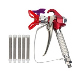 Airless Spray Gun High Pressure XS-818 + Nozzle Seat + 5 x Airless Paint Spray Gun Filter