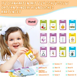 German, Talking Flash Cards, Educational Toy for Toddlers, 1-6 Years Old, 112 Sheets, 224 Words, Audible Educational Toy, Interactive Toy for Boys and Girls, Blua