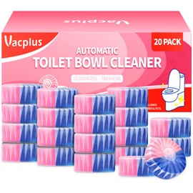 Vacplus Toilet Bowl Cleaners - 20 Pack Long-Lasting Toilet Cleaner Tablets, Prevent Stains & Deodorize, Blue & Pink
