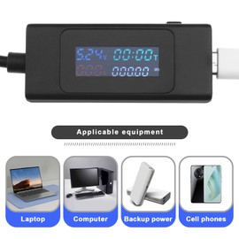 ECSiNG USB C Power Tester Professional Current Voltage Power Tester Electrical Tester Accessories for Phone Laptops Car Chargers Power Packs 4-30V Black