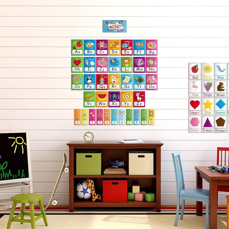Educational Preschool Cards - 58 Pieces with Alphabet, Numbers, Colors