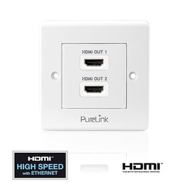 PureLink PureInstall PI105 HDMI Wall Socket with Ethernet Channel 2 Ports / HDMI A Female to HDMI A Female / Certified High Speed 0.1 m