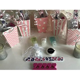 Pre Filled Pink and White Pamper Party Boxes, 12 Pamper Items! Perfect for Girls Birthdays, Sleepovers, Slumber and Pamper Party Fun!