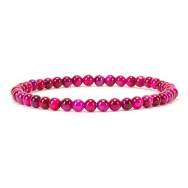 Cherry Tree Collection - Small, Medium, Large Sizes - Gemstone Beaded Bracelets For Women and Men - 4mm Round Beads (Pink Tiger's Eye, Medium)
