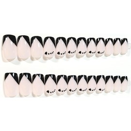 Love At The Party French Manicure Glossy Medium Square Press On Nails - 24 Pieces - Artificial Nails - Valentine's Day Nails