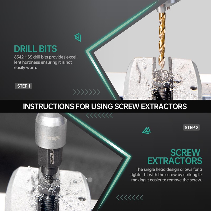 Pronese Heavy Duty bolt extractor kit&screw extractor set,37PCS broken bolt