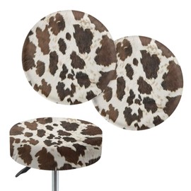 KUIFORTI Stool Covers 2 Pack Brown Cow Print Bar Stool Seat Covers for Bar Coffee Shop Restaurant Club Round Stool Chair Seat Protector Green Kitchen Accessories Decor Size L