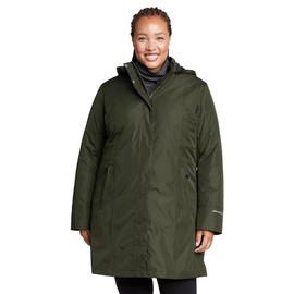 Eddie Bauer Women's Girl On The Go Insulated Trench Coat, Dark Loden, Large