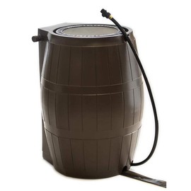 FCMP Outdoor RC4000-BLK 50-Gallon BPA Free Home Rain Water Catcher Barrel, Pet Traditional - Color: Brown