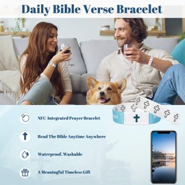 Asaleilipa Daily Bible Verses Bracelets, Scripture Bracelet, Christian Bracelet for Women, Men, Teens, Bible Verse Scan Bracelets, Inspirational Christian Gifts,1000+ Inspirational Scriptures