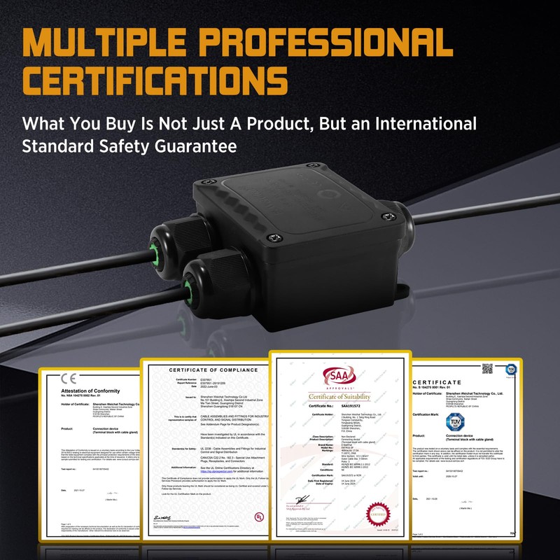 AOZBZ IP68 3-Way Waterproof Junction Box, Junction Box, Waterproof Electrical