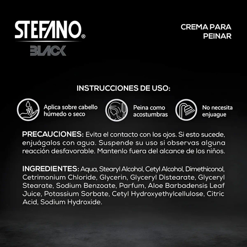 Crema Para Peinar Stefano Black Look Natural 250 ml para