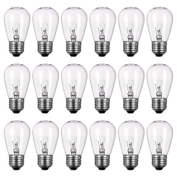 Newhouse Lighting S14INC18 Outdoor Weatherproof S14 Incandescent Replacement String Light Bulbs | Standard Base | 18-Pack, 18 Count (Pack of 1), Clear