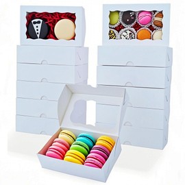 SLShePack 50PCS 7x4?x1? Inch Cookie Boxes with Window Chocolate Truffle Boxes Brownie Boxes Bakery Pastry Gift Boxes Soap Boxes Dount Boxes Browine Cake Boxes Treat Boxes for Party Favors Christmas